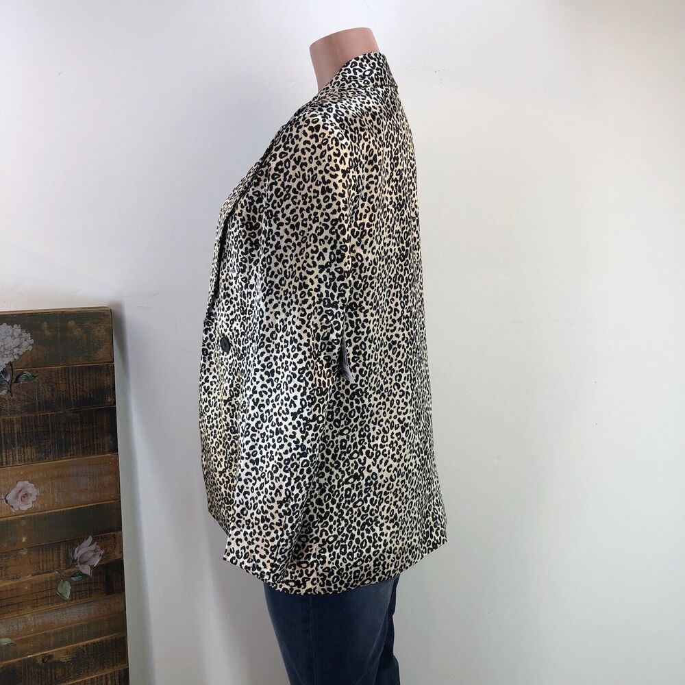 Nine West/ Leopard print polyester blazer/X-Small/gold and black/ - Picture 6 of 16